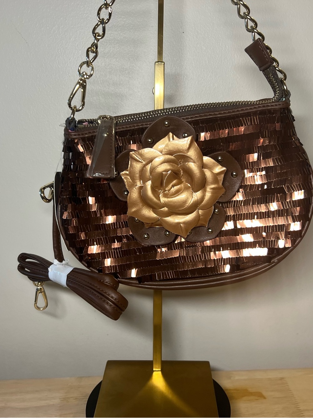 Sharif 1827 brown sequin shoulder bag like new